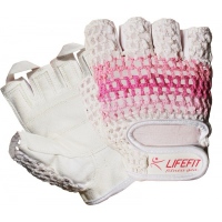 Fitness rukavice LIFEFIT KNIT, růžovo-bílé