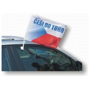 Vlajka na auto CZECH s plastovým držákem