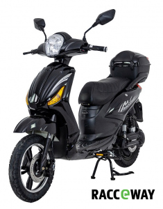 Elektroskútr RACCEWAY E-MOPED, černý-lesklý s baterií 12Ah