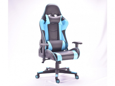 Kancelářská židle MUSTANG černá s modrými pruhy