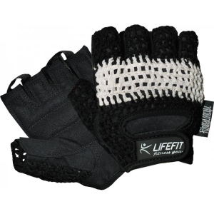 Fitness rukavice LIFEFIT KNIT, černo-bílé