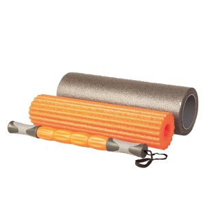 Set na jógu a masáže LIVEUP Yoga Roller set oranžová