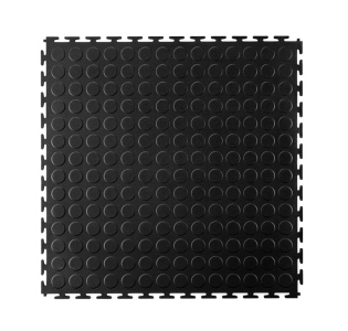PVC podlaha do garáží, skladů, hal ,tělocvičen ECO - T LOCK - COIN - 498x498x6,5 mm Černá