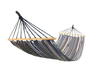 Houpací síť SEDCO - PolyCotton 200x90 cm šedá/modrá