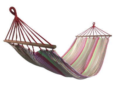 Houpací síť SEDCO - PolyCotton 200x90 cm růžová/zelená