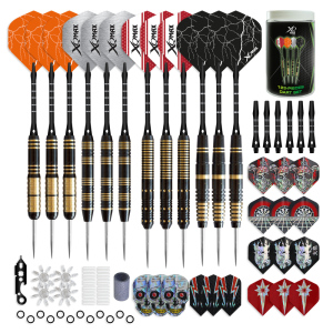 123-dílná sada XQMax šipky 12x Steel Brass + příslušenství