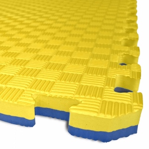 TATAMI PUZZLE podložka - Dvoubarevná - 100x100x2,6 cm žlutá/modrá