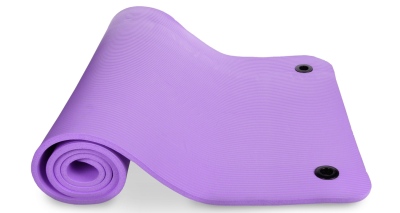 Karimatka na cvičení NBR YOGA MAT 185x80x1 cm s otvory na zavěšení fialová