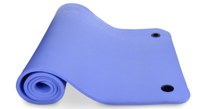 Karimatka na cvičení NBR YOGA MAT 185x80x1 cm s otvory na zavěšení modrá