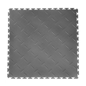 PVC podlaha do garáží, skladů, hal ,tělocvičen ECO - T LOCK - DIAMOND - 498x498x6,5 mm Šedá