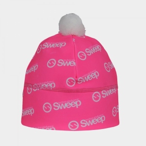 Čepice Sweep Sport s bambulí pink fluo/white