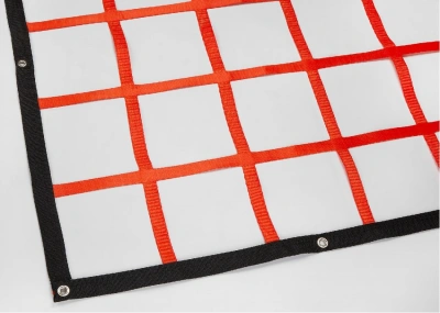 Fixační cargo síť PES 25 mm, oko 200x200 mm, oranžová, max. šíře 4,80 m
