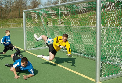 Fotbalová branková síť PP 3,5 mm Junior, plástvová oka, šachovnice