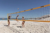 Beachvolejbalová síť PP 2,3 mm, modrý lem, lano ocel, pro hřiště 9 x 18 m
