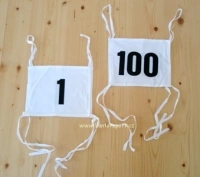 Startovní čísla 1 - 50  (černá na bílém pozadí) oboustraná, látková