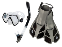 Šnorchlovací set 3 v 1, ČERNÝ, L/XL, ploutve 42-47, maska, šnorchl